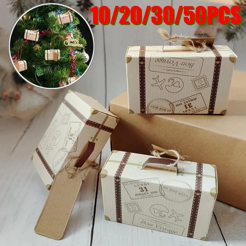 

10/20/30/50PCS Mini Suitcase Kraft Candy Box Wedding Gift Boxes Travel Themed Party for Anniversary Birthday Baby Shower Box 파우치