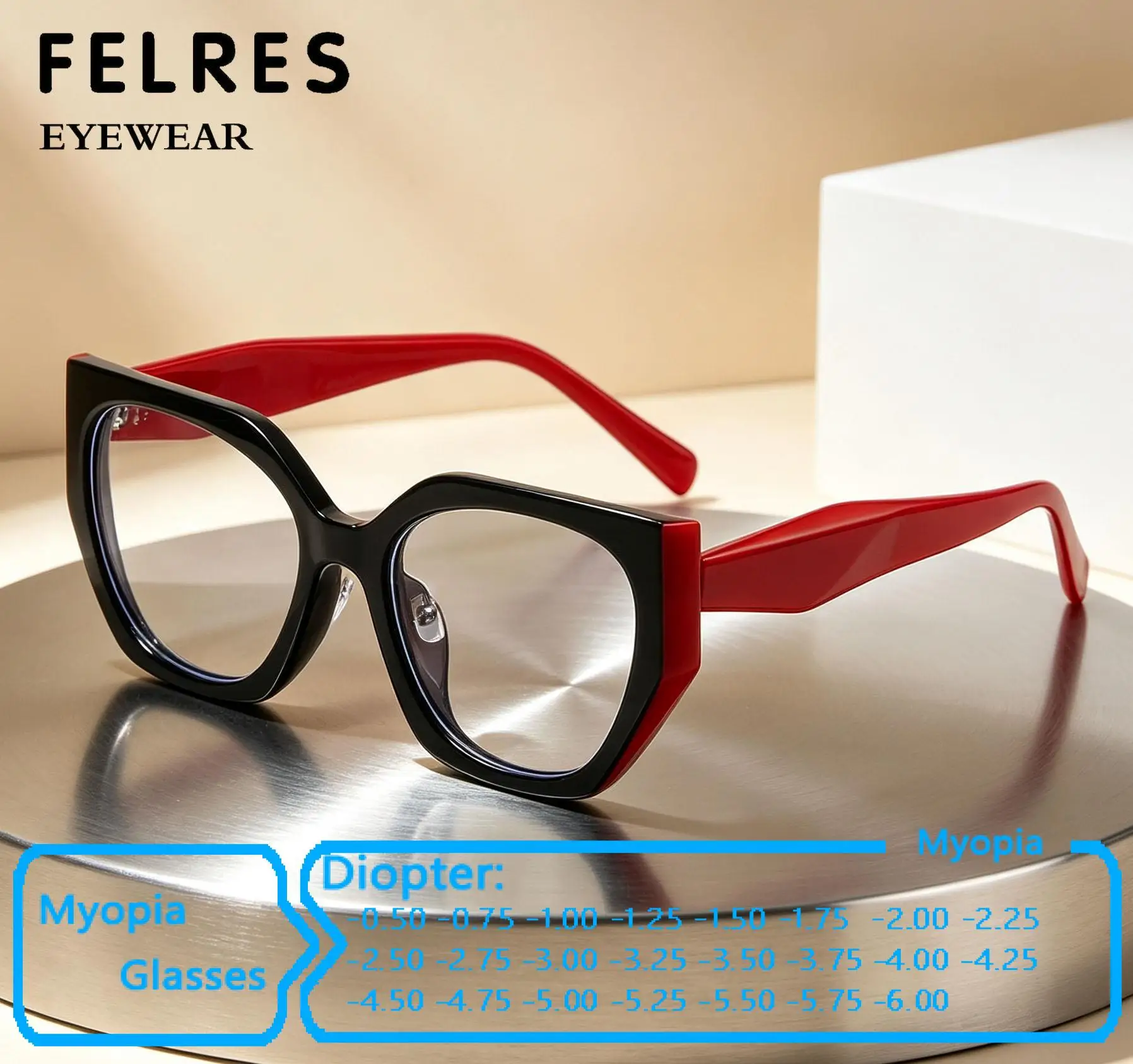 Fashion Cat Eye Blue Light Blocking Myopia Glasses Women Clear Prescription Optical Prescription Eyewear Negative Diopter