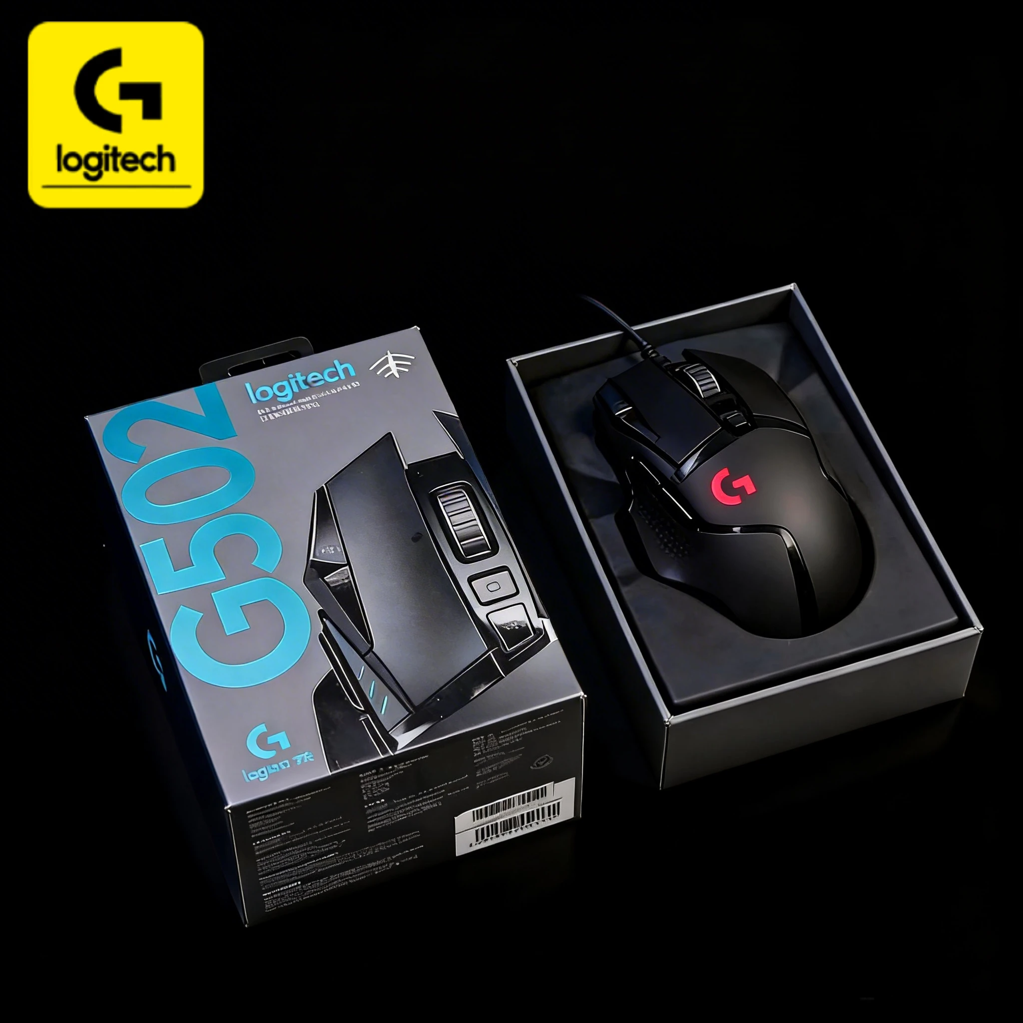 Logitech G502 HERO/G402 wired gaming mouse, classic black design, HERO sensor, combining performance and aesthetics.