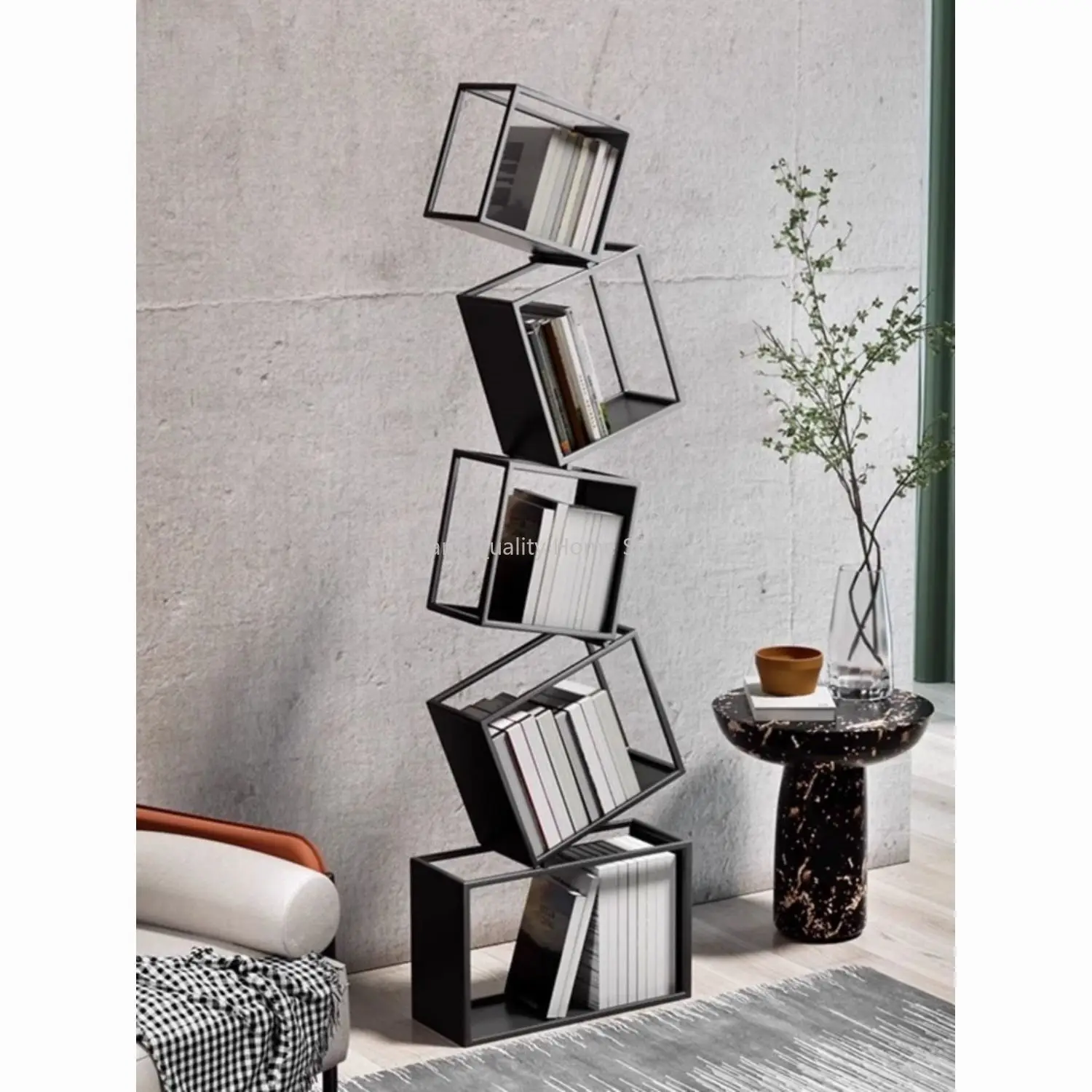 

Special-shaped Creative Net Red Corner Vertical Bookshelf Floor Shelf Simple Modern Living Room Iron Art Corner Book Shelf