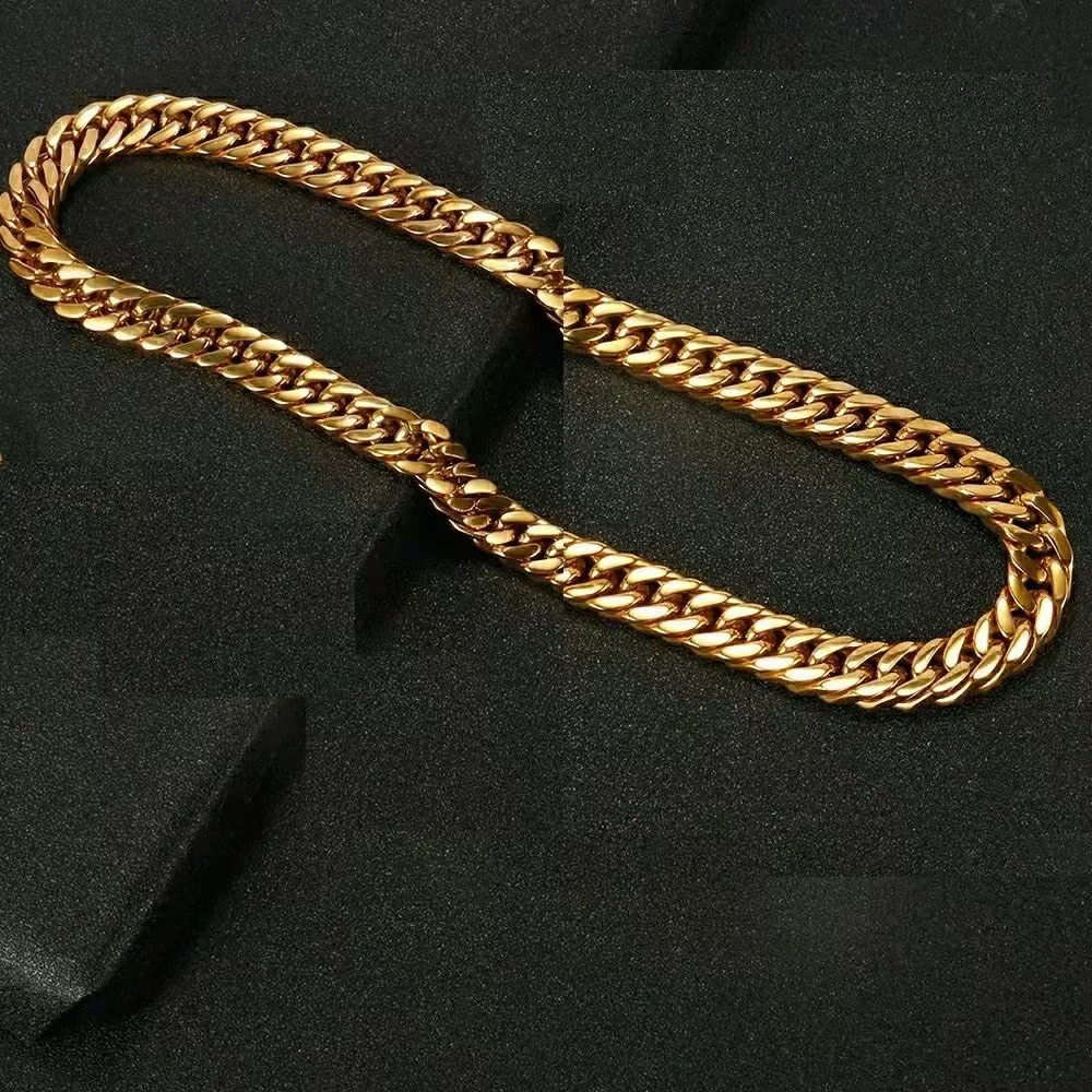 316L Stainless Steel  Cuban Chain Necklace For Men Women Vintage Choker Punk Jewelry Gift Width 8mm