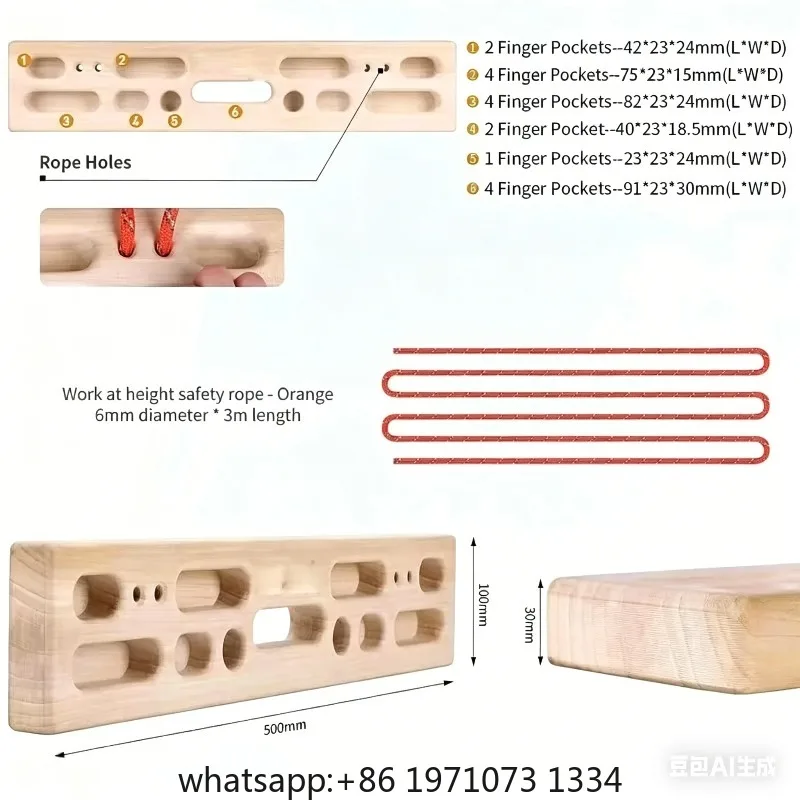 Solid Wood Hangboard Rock Climbing Training Board Finger Strength Grip Exerciser Portable Pull Up Equipment Home Gym Accessories