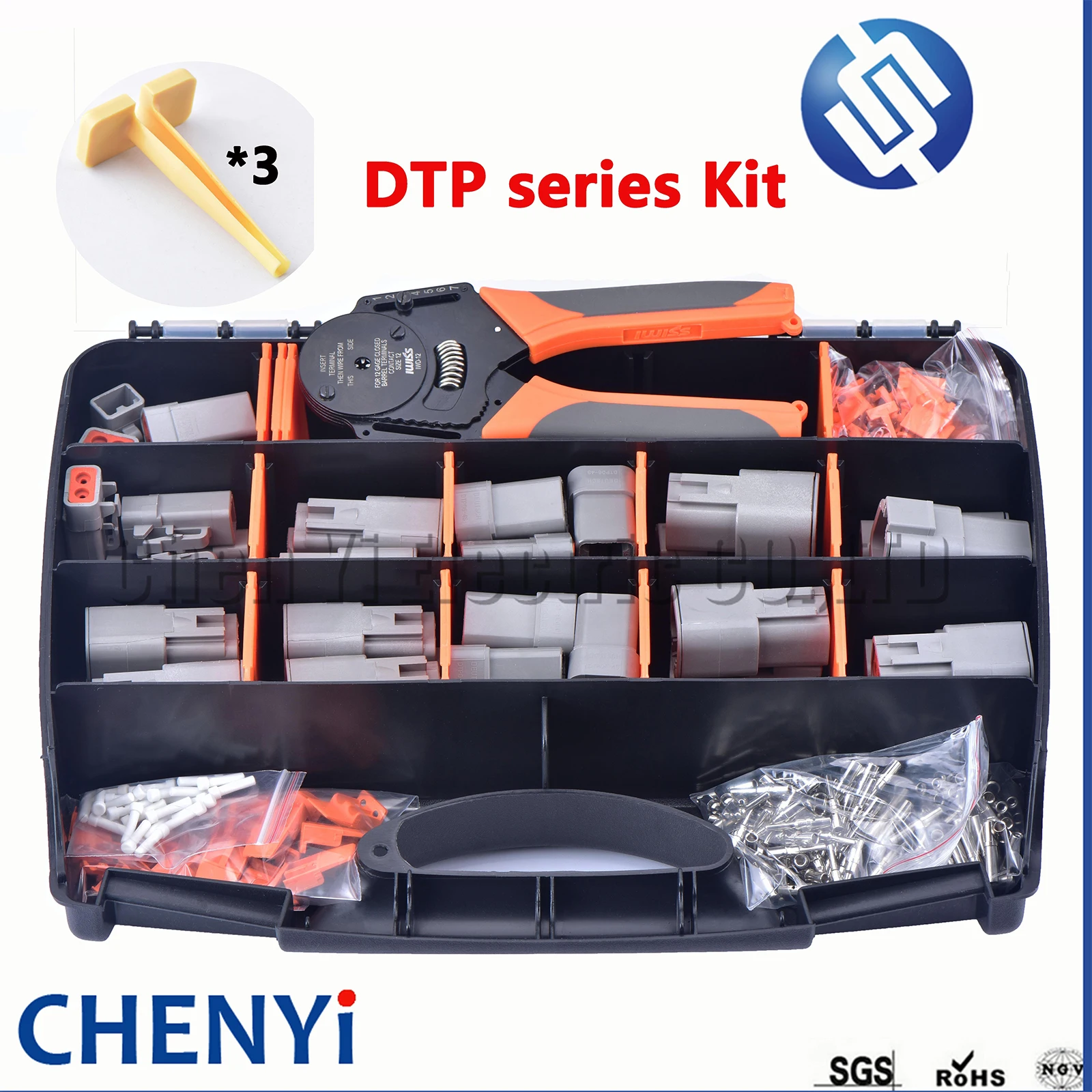 Deutsch Dtp Série Conector Kit Fio à Prova Impermeável Água Caixa de Ferramentas Reparo Dtp062s Dtp064s Dtp04-2p 4p com Terminal e Alicate 226 Peças
