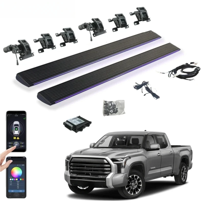 Power Running Boards With LED Lights Automatic Side Steps Fit Tundra - Heavy -Slip Truck Accs
