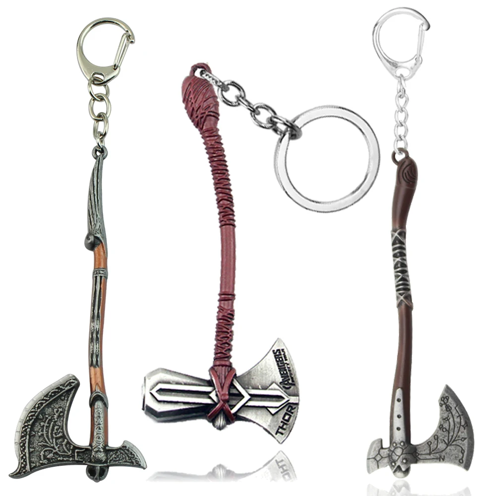 God of War Keychain Kratos Axe Leviathan Key Chain Keyring Blades of Chaos Swords Game Accessories Car Key Ring Pendant llaveros