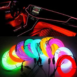 1M/2M/3M/5M Car Interior Led Decorative Lamp EL Wiring Neon Strip For Auto DIY Flexible Ambient Light Party Atmosphere Diode USB