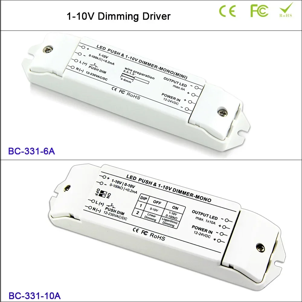 

0-10V/1-10V PWM Dimming Driver 0/1-10V or PUSH DIM Signal Input CV PWM Output 12V 24V 6A 10A LED Controller For LED Lights