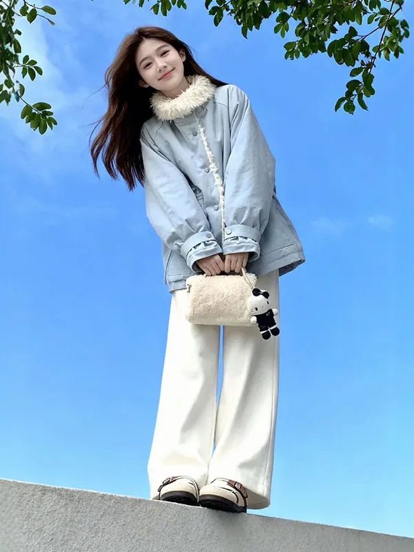 

Unique Thiened Warm Cotton Jaet Gentle Sle Super Beautiful Anti-Aging Lovely Outerwear Winter Commute