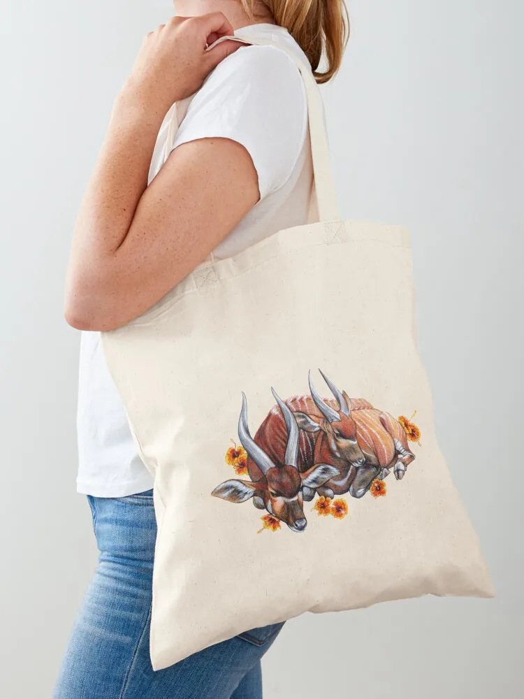 

Bongo Antelope with Hibiscus Tote Bag eco pack custom fabric bag Eco bag personalized tote