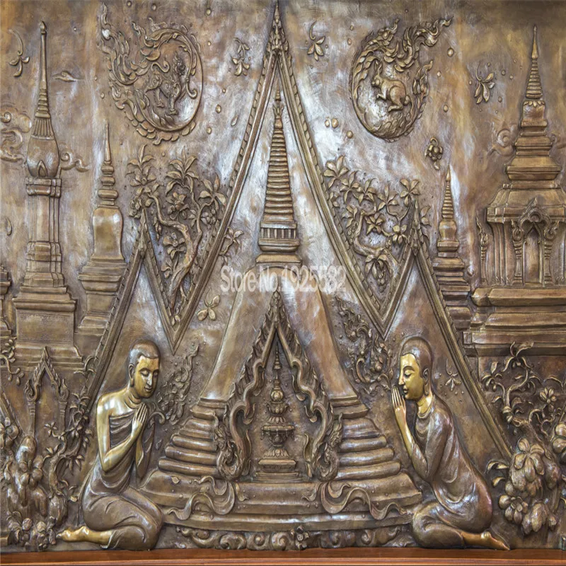 

Thai Style Metal Carving Buddha Statue 3D Photo Wallpapers for Living Room Temple Wall Papers Home Decor 3D Thailand Murals