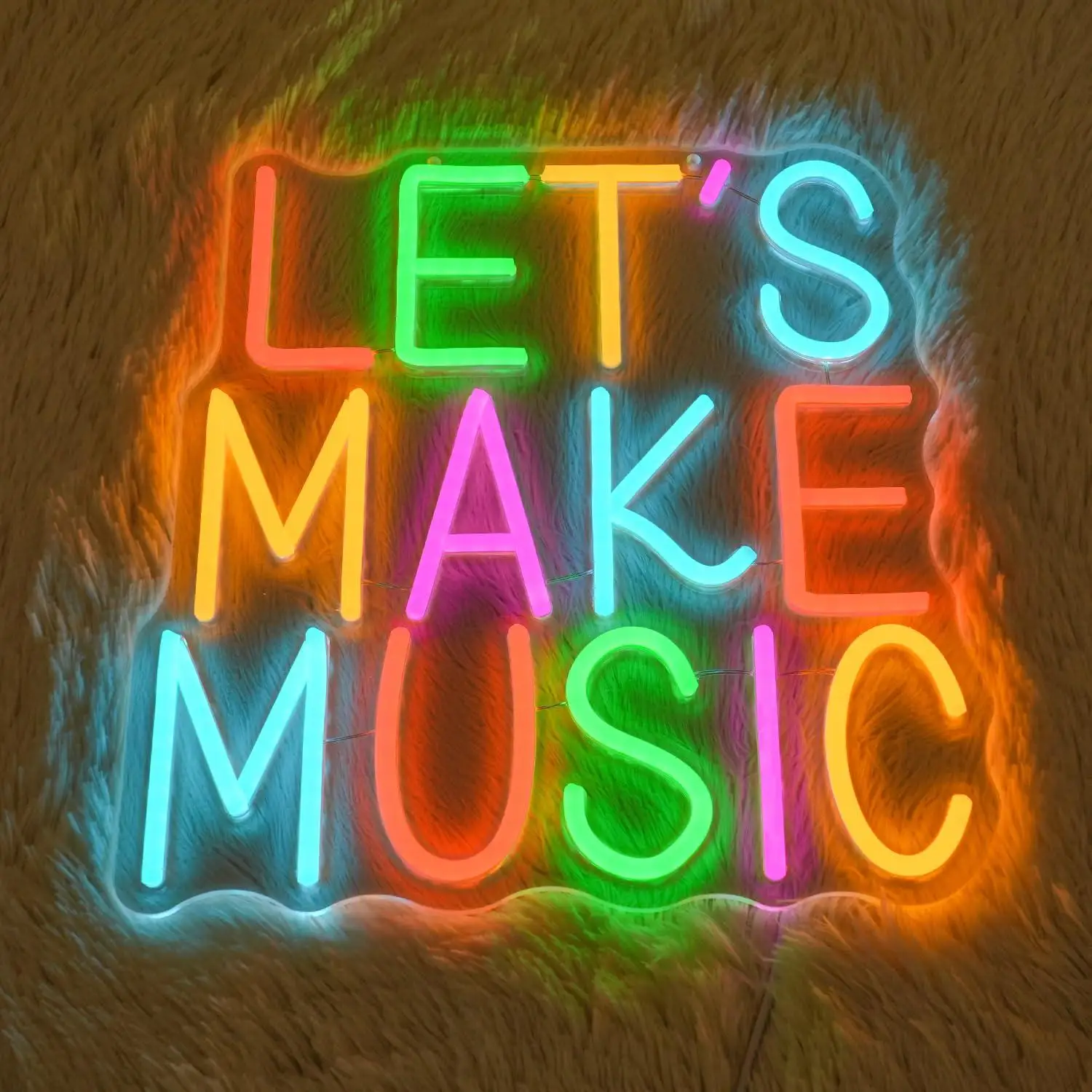 Let's Make Music Neon Sign USB Dimmable LED Neon Light for Recording Studio Music Classroom Bedroom Bar Neon Wall Art Decoration