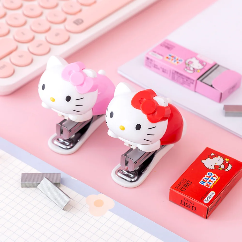 Anime Sanrio Hello Kitty Hefter Briefpapier Set Cartoon Papier Testpapier Tragbare Bindemaschine Schule Bürobedarf Geschenke