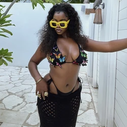 YOUR BUMP CURVE Sexy Girls Colorful Butterfly Embroidery Spaghetti Strap High Elastic Triangle Cup Bikini T 2024 Beach Holiday