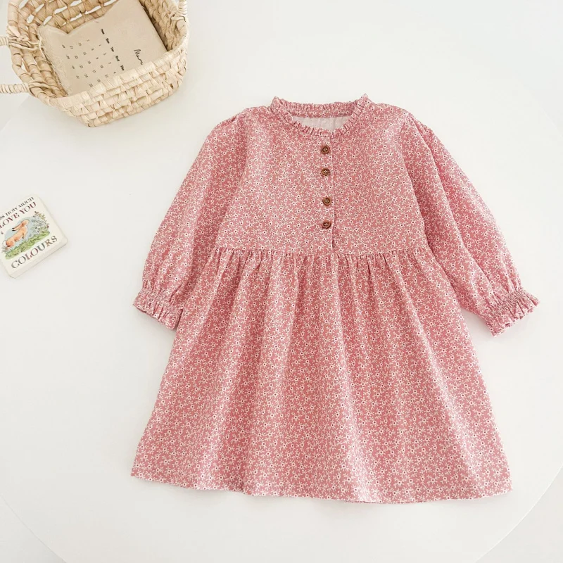 

Girls' dress for spring and autumn, new long-sleeved floral princess dress for toddlers and young children