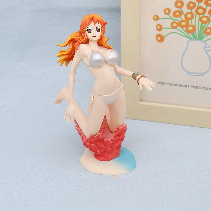 One Piece Anime Figures Nami, Maillot de bain de plongée bikini sexy, Figurine d'action Nami, Modèle de collection en PVC, Ornements de beurre, Jouets Cadeaux, 15cm