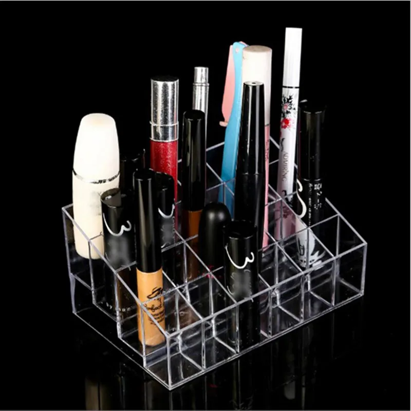 9/24/36/40 Lattice Trapezoid Plastic Transparent Makeup Display Rack Lipstick Stand Rack Cosmetic Organizer Box High Quality