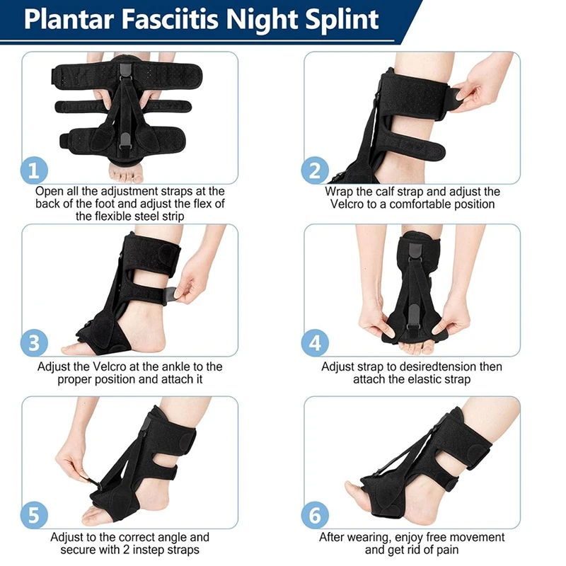 Plantar Fasciitis Relief Night Splint With Durable Adjustable Straps, Suitable For Foot Drop, Achilles Tendonitis Easy To Use