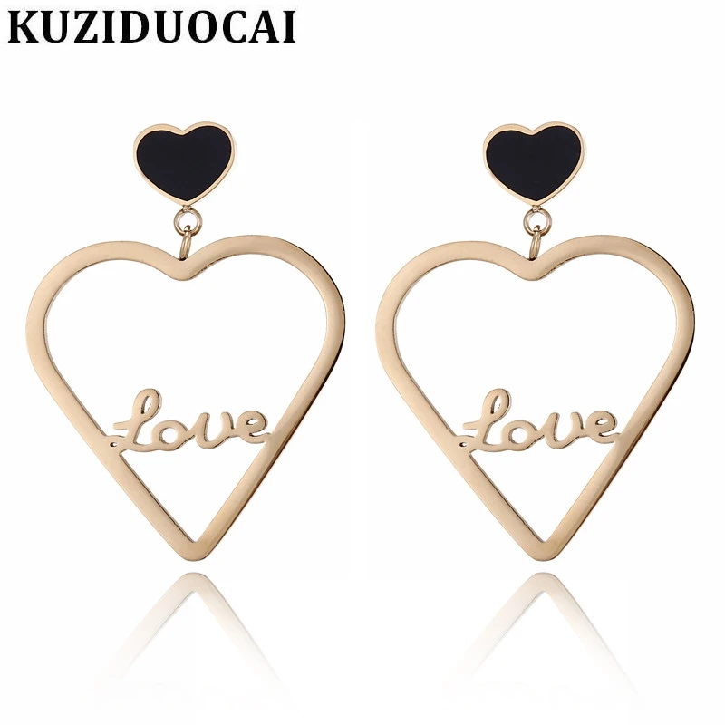 316L Stainless Steel New Fashion Upscale Luxurious Elegant Dinner Jewelry Sweet Romantic Love Heart Drop Earrings For Women Gift