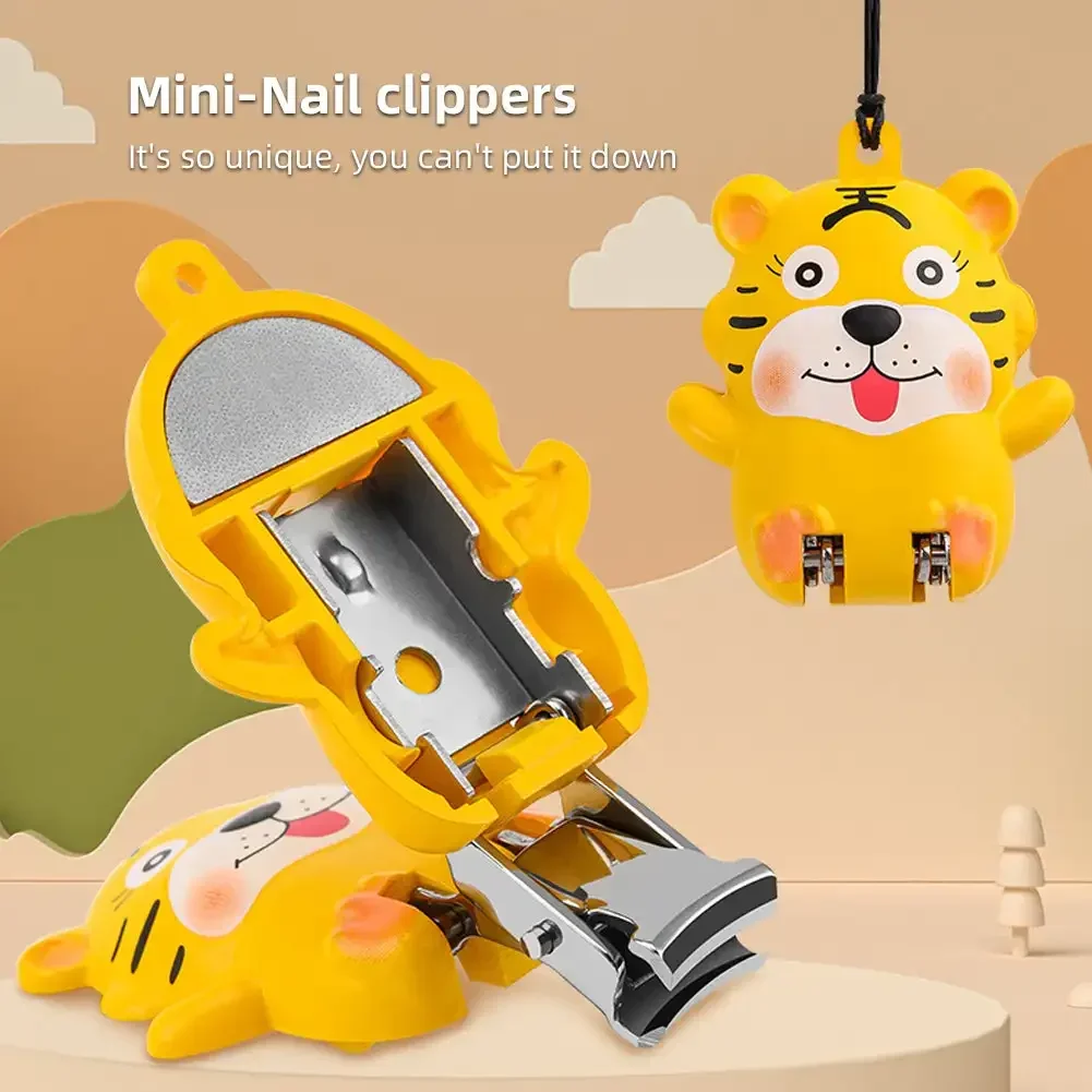 Folded Nail Clipper Mini Portable Cartoon Animal Fruit Panda Tiger Strawberry Keychain Nail Scissors Manicure Trimming Tool