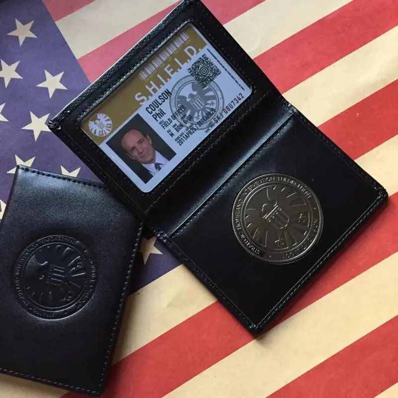 وكلاء درع S.H.I.E.L.D. حامل بطاقات الهوية محفظة جلدية هدايا للرجال كولسون وارد مايو سيمونز فيتز سكاي كوسبلاي Propb؛ 3's، 6