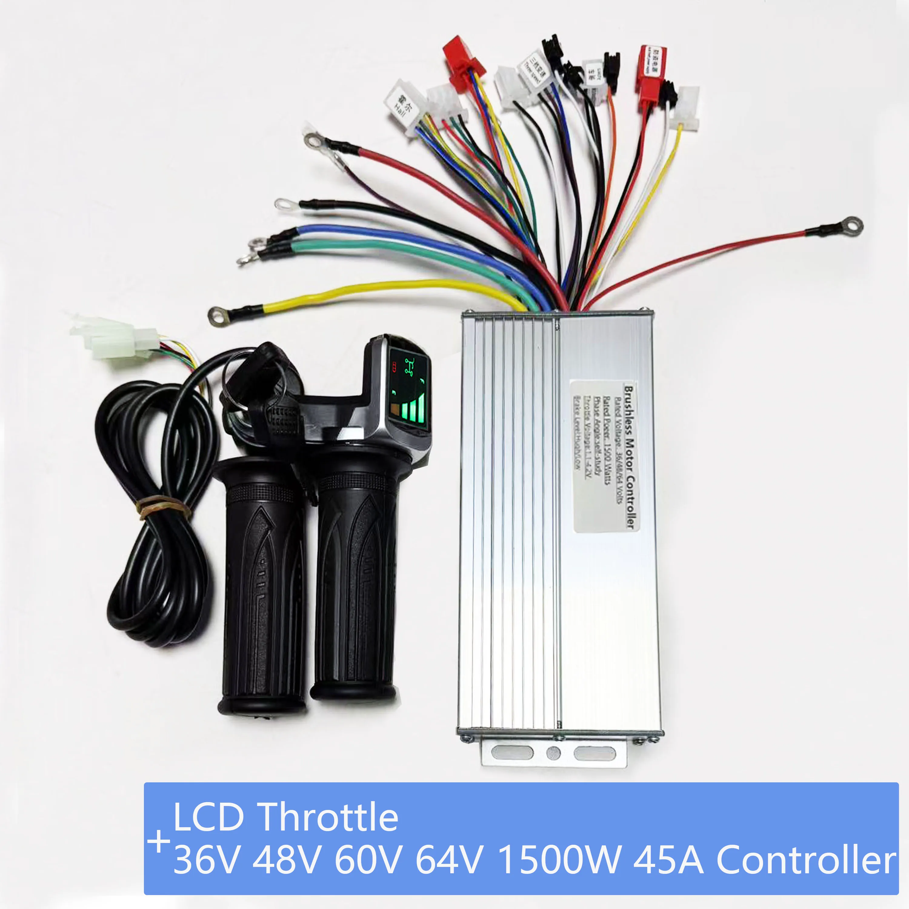AliExpress NONE Brushless motor controller 36V/48V/60V/64V 1500W 45A with LCD  Power Display Throttle Repair Kit for E-Bike tricycle Scooter