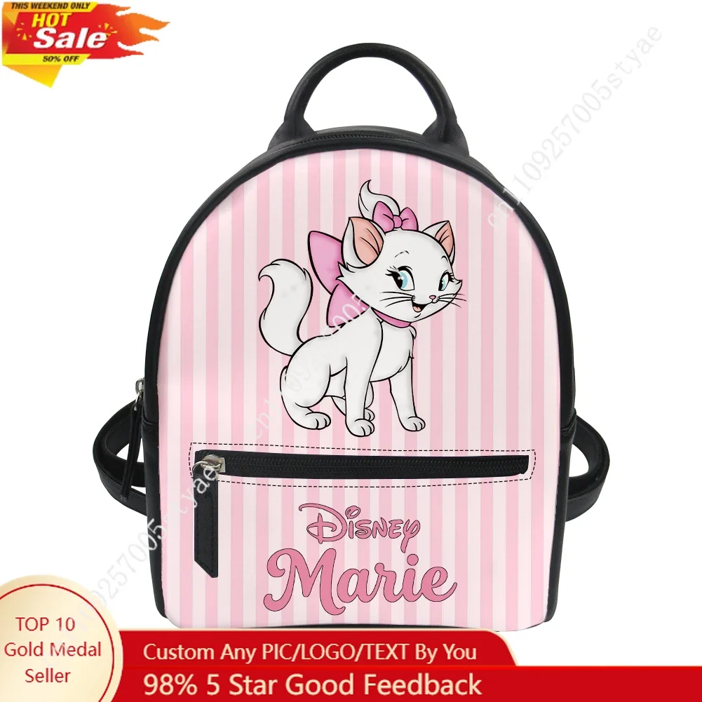 

Marie Backpack Disney Cartoon Decorate Leather Bags Design Your Photo Logo Text Party Holiday Custom Gifts