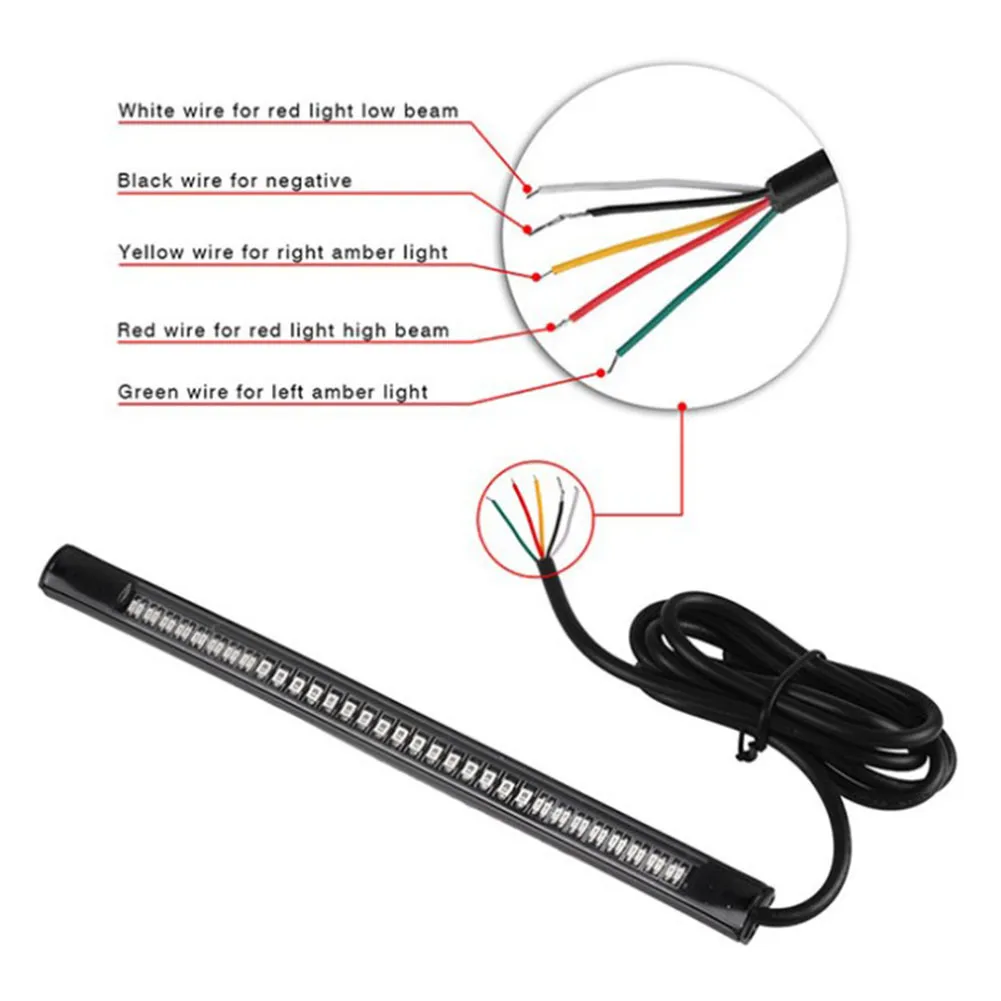 

Universal Motorcycle 48LED Light Strip Rear Tail Brake Stop Turn Signal Lights DC 12V Auto Acesssories Vehicles