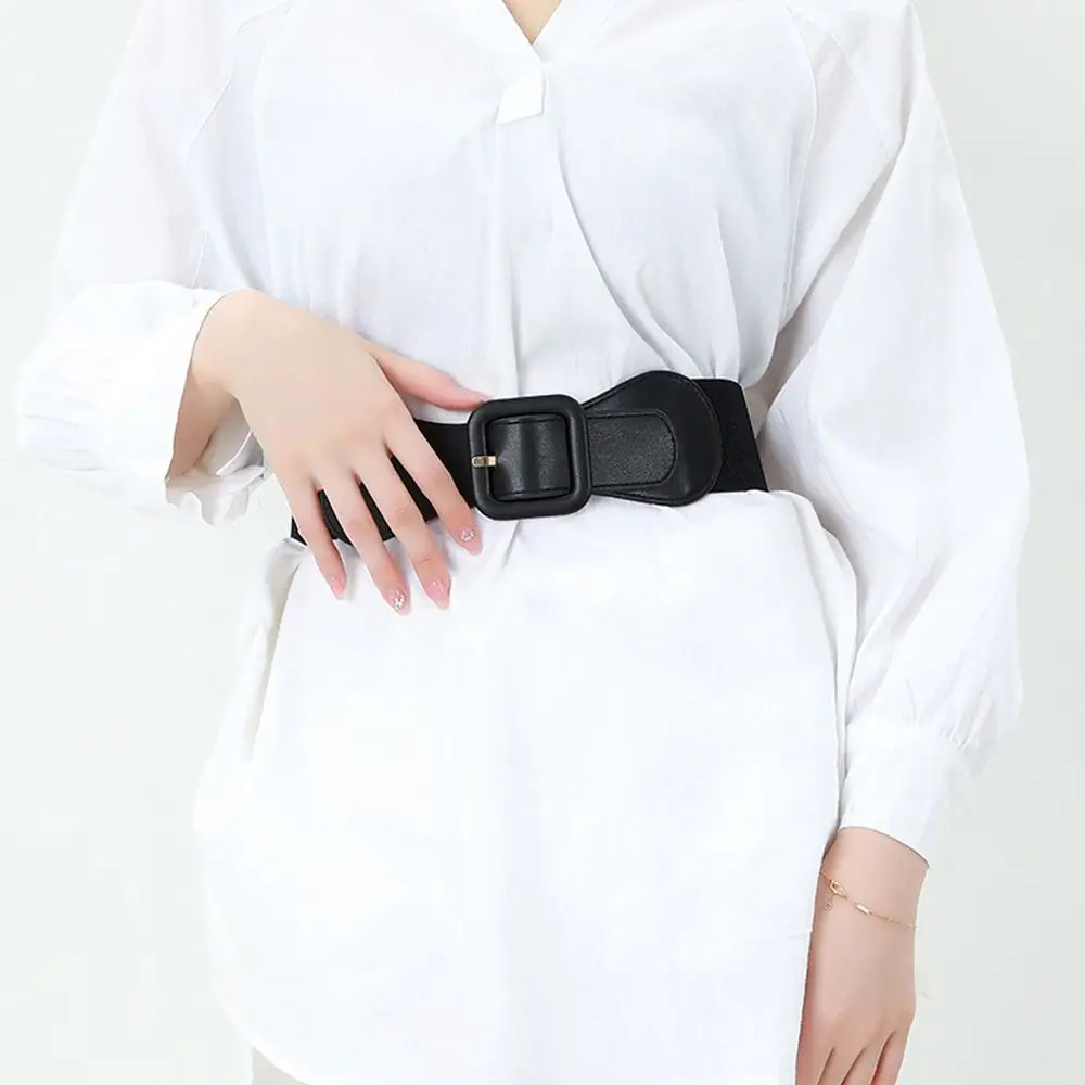 Wide Stretch Waistband Exquisite Casual with Pin Buckle Decoration Belt Solid Color Women Waist Belts