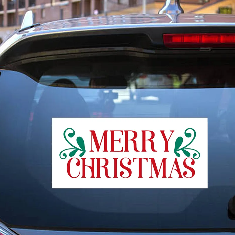 Creative Text Merry Christmas Car Stickers For Decor Window Bumper Sticker Pack Exterior Accessories Waterproof Vinyl Decals