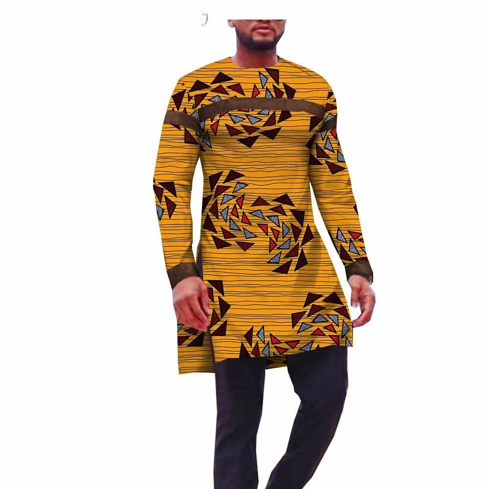 

2025 Bazin Riche Vêtements Traditionnels Africains Pour Hommes Dashiki Imprimé Veste Avec Pantalon 2 Pièces Ensemble