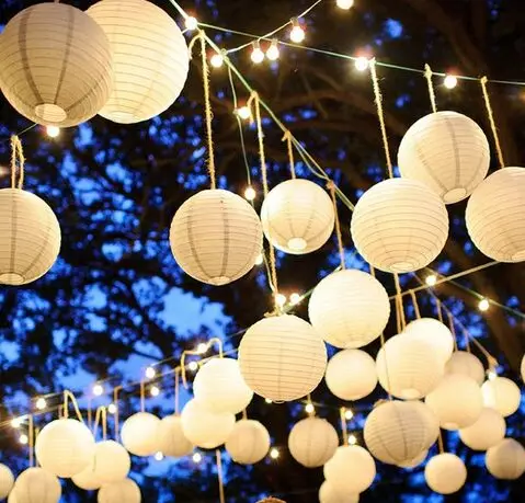 paper balls Chinese Round Paper Lanterns for Wedding Party Home Hanging Decoration lamps round wedding paper lantern