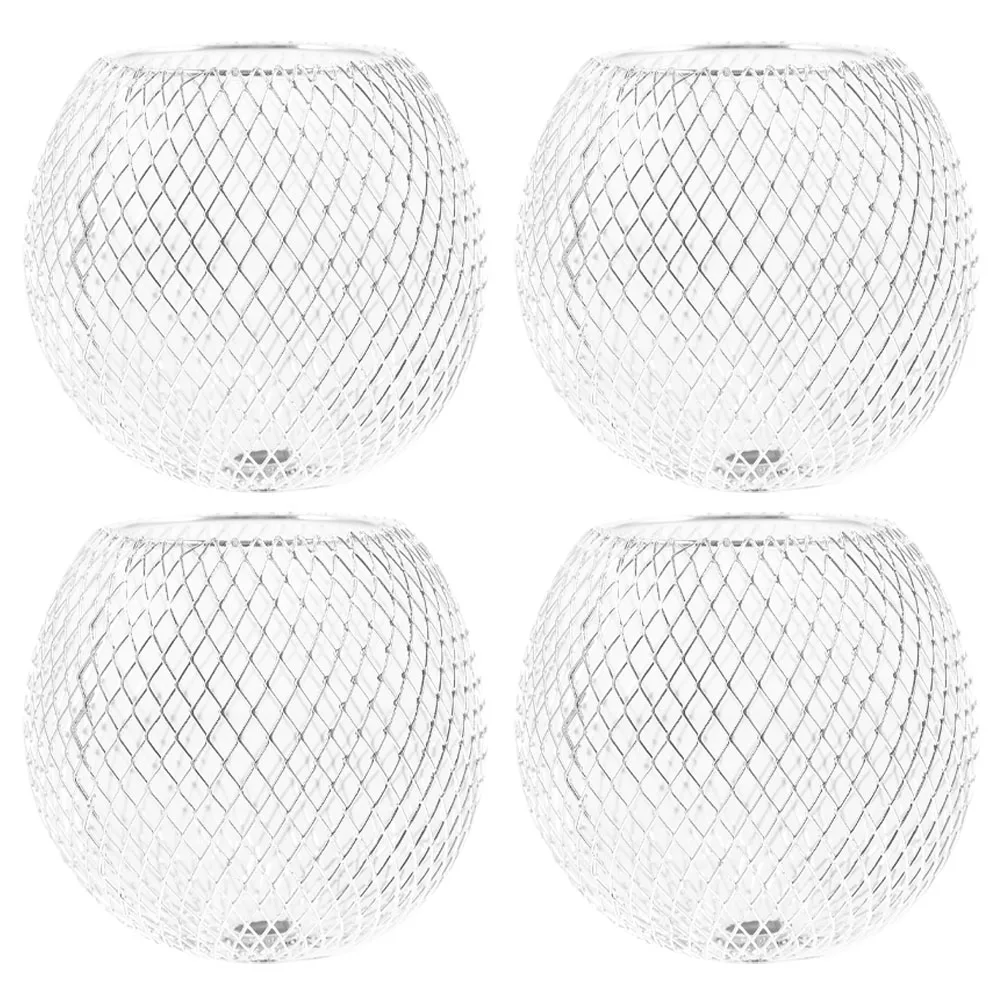

4pcs Metal Hollow Lamp Shades Round Pendant Light Cage For Ceiling Bulb Cover Industrial Vintage Lighting Decor Outdoor Indoor