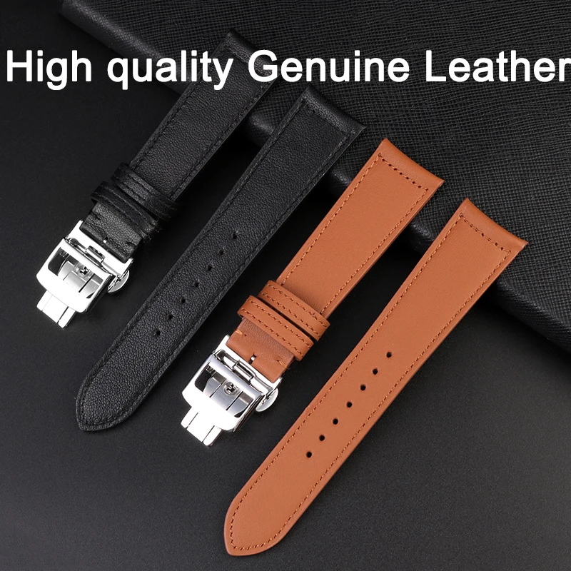 19mm 20mm 21mm New Stlye Genuine Leather Watch Bands For Jaeger-LeCoultre Master Series Waterproof Strap Black Brown Bracelet