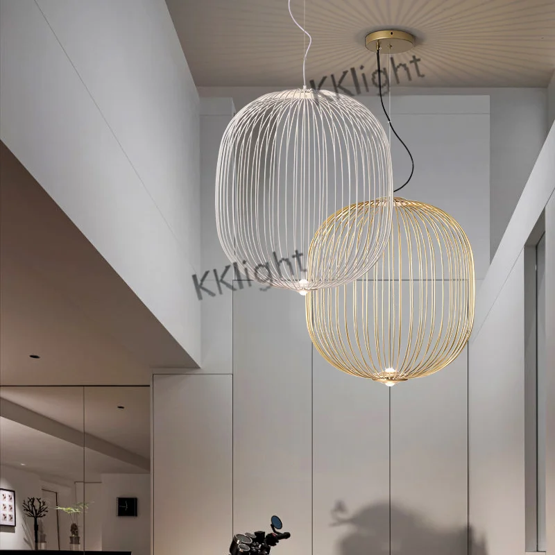 Modern Remote Foscarini Spokes LED Pendant Lights Nordic Decor Industrial style Bird Cage Chandeliers Lustre Suspension Fixtures