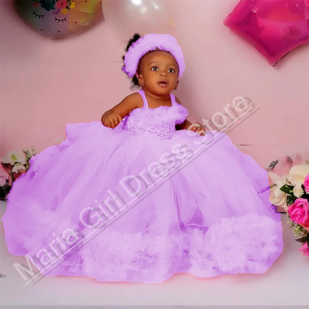 Witte bloemenmeisjesjurk voor bruiloft Dunne bandjes Kinder schoonheidswedstrijd Prinses Verjaardag Eerste communiejurk