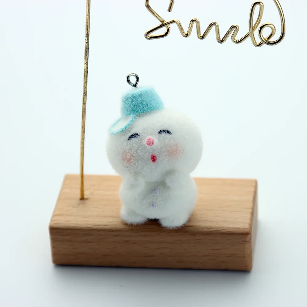 10Pcs 3D Cute Flocking Christmas Snowman Resin Charms Cartoon Christmas Pendant For Bag Phone Keychain DIY Crafts Jewelry Make