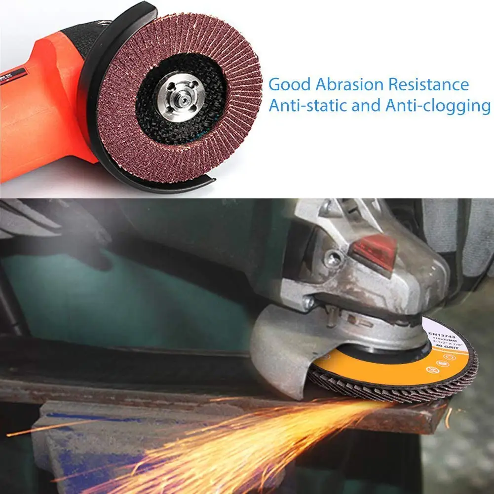 5Pcs Zirconia Flap Discs 115/125mm Sanding Discs 40/60/80/120/125 Grit Grinding Wheels Blades for Angle Grinder Finishing