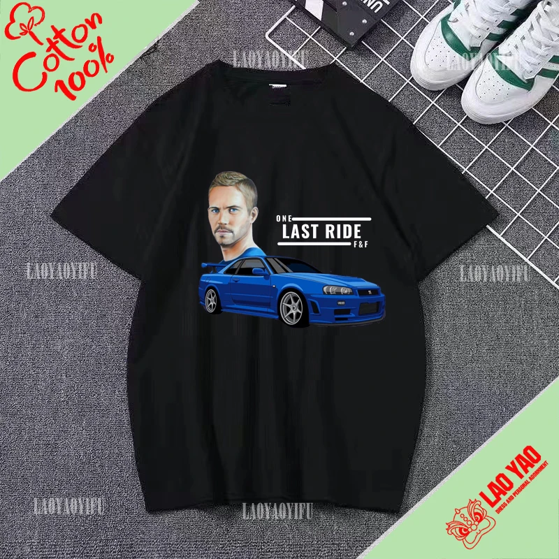 Paul Walker Women's T-shirt Retro Goth Clothes Fast and Furious Y2k Clothing Tops 100%cotton Streetwear Harajuku Men