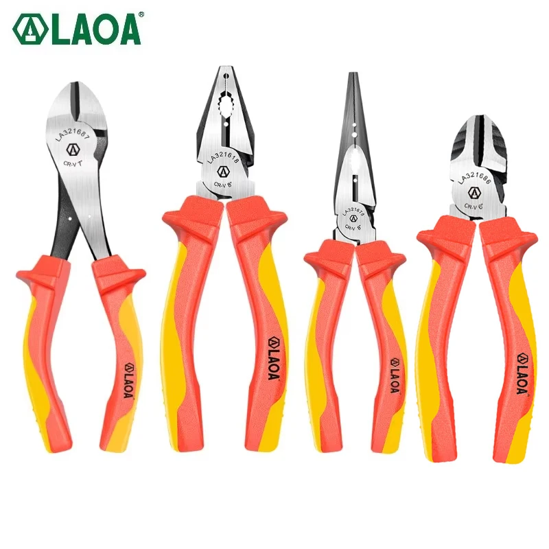 LAOA VDE Wire Cutters 6'' 7'' 8'' Insulated Combination Diagonal Needle Nose Pliers Motorcycle Repair Tools