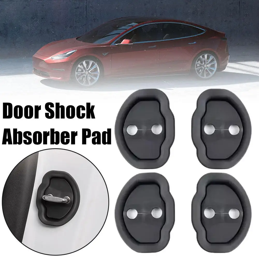 4pcs Car Door Shock Absorber For Tesla Model X S 3 Y Flexible Car Door Lock Protector Silicone Car Door Lock Latches Cover