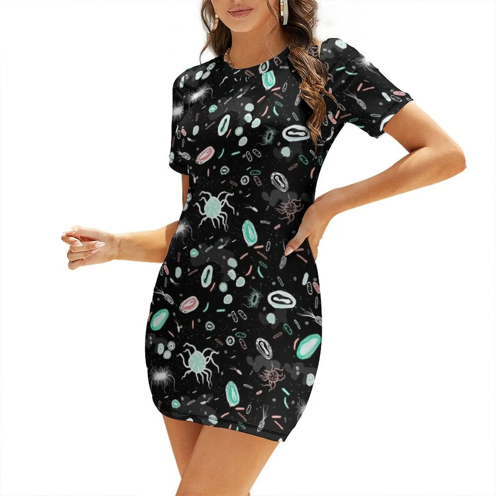 

Microbiology Short Sleeved Dress womens dress Clothing chic and elegant woman dress