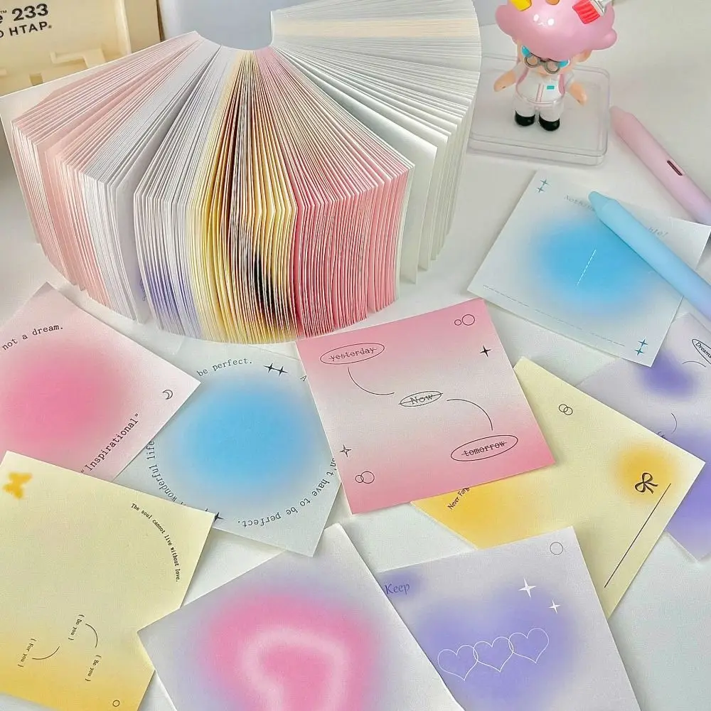 

400Sheets High Quality Gradient Memo Pad Non-Sticky Dusk Sun Halo Message Notes Tearable DIY Scrapbook Paper Students