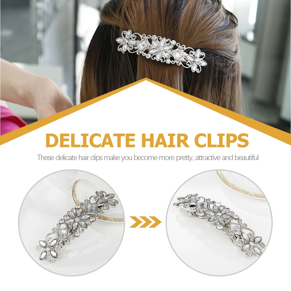 

Inlaid Floral Hair Clips Versatile Accessory Wedding Jewelry for Girls Pretty Vintage Rhinestone Barrette Elegant Retro Style
