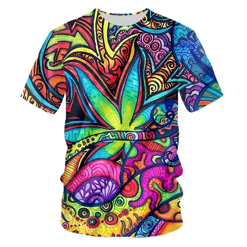 Colorful Trippy men\'s T-shirt, 3D printed T-shirt, cool design, summer casual T-shirt, gym, short sleeved, comfortable