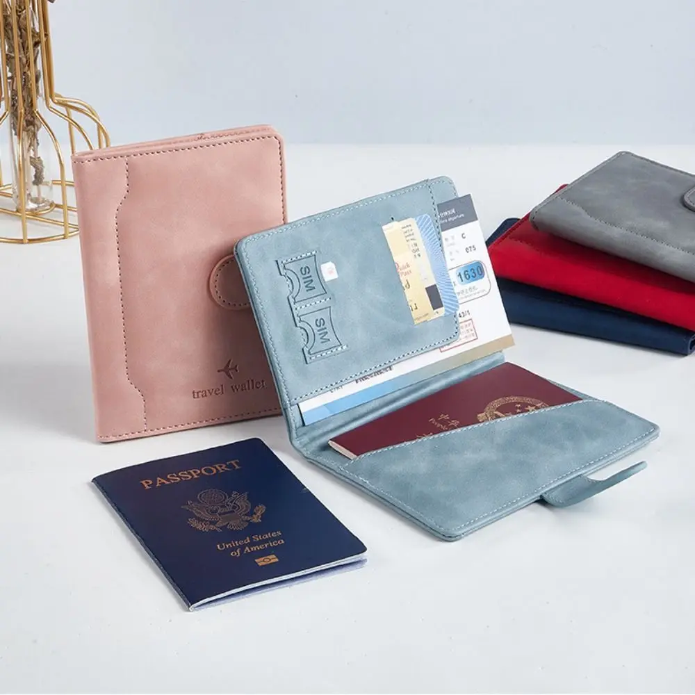 with SIM Card Slots Passport Cover Multifunction Magnetic Buckle RFID Blocking Wallet Airplane Check-in Coin Purse