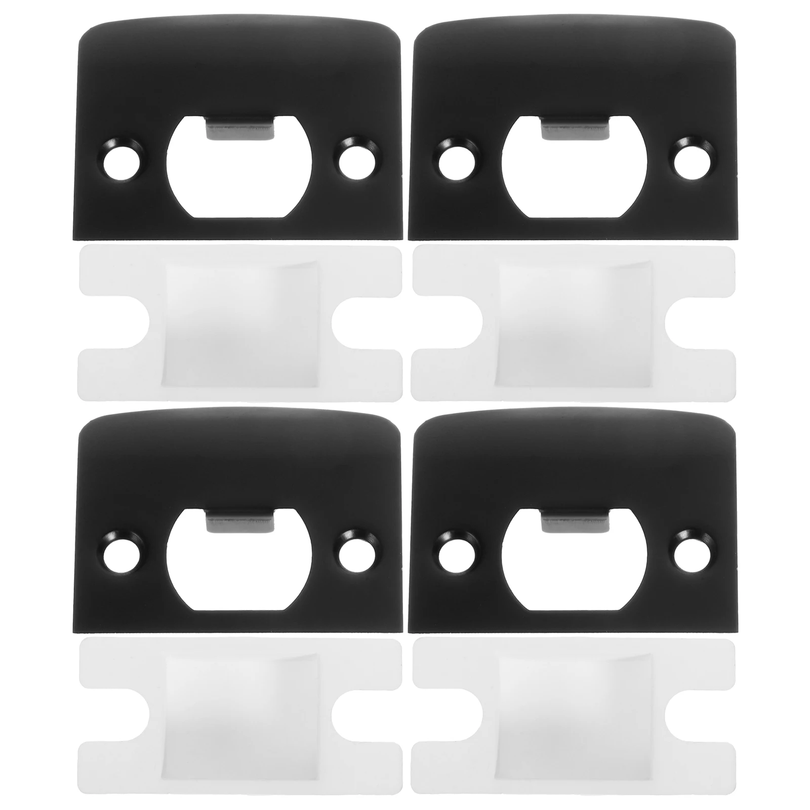 

4 Sets D-shaped Buckle Plates Black Metal Door Strike Latch Reinforcement Cover Suites for Wooden Doors Deadbolt Hole Filler