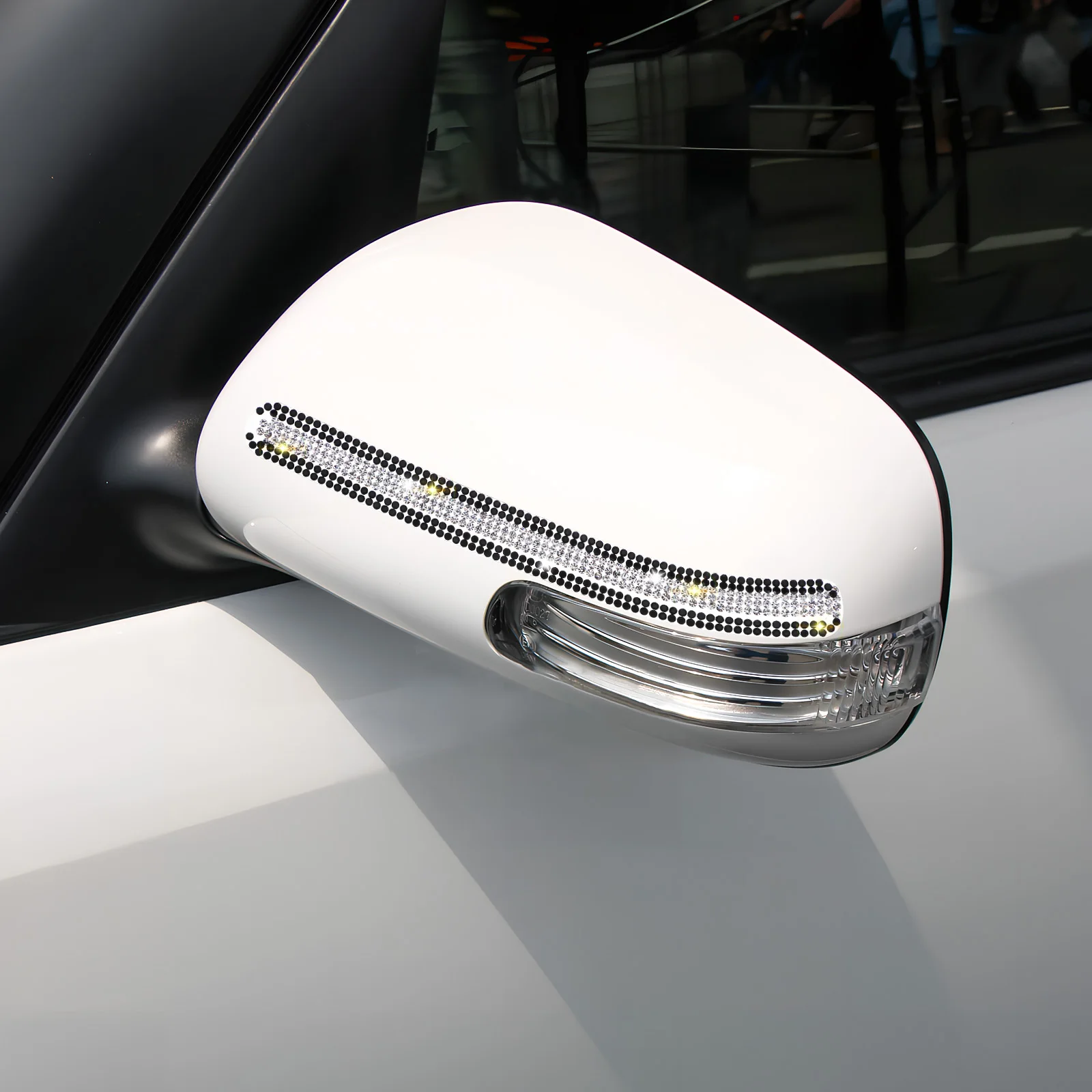 

10Pcs Black White Car Door Handle Protectors Rhinestone Decorative Scratch Guards Vehicle Accessories Exterior Parts
