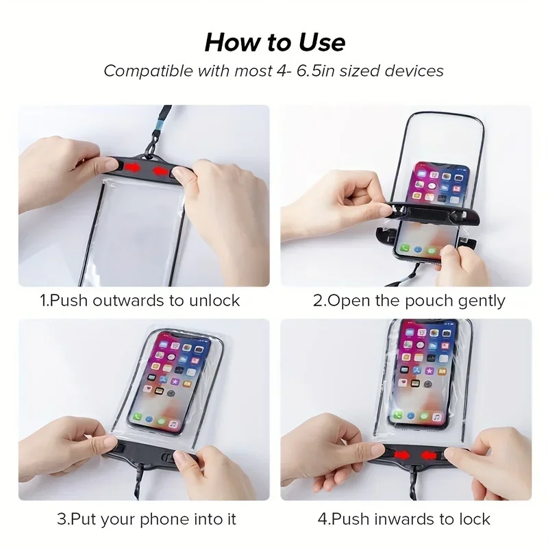 جراب هاتف مقاوم للماء، حقيبة مقاومة للماء للسباحة، غطاء حماية عالمي تحت الماء لهاتف iPhone Samsung أقل من 6.7 بوصة #4