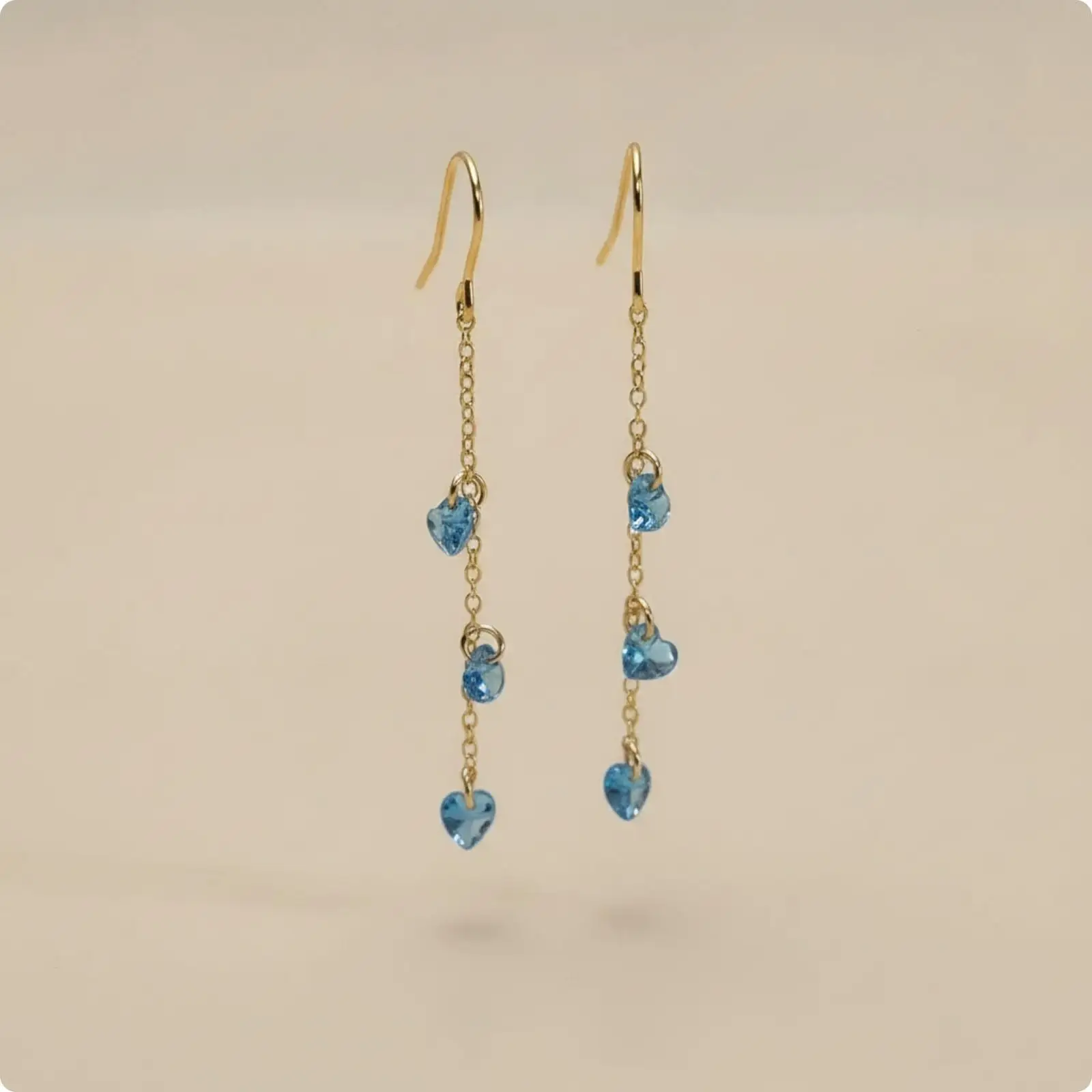 Heart Tassel Drop Earrings 925 Silver Dangle Navy Blue Chain Earrings for Women Stylish Gift