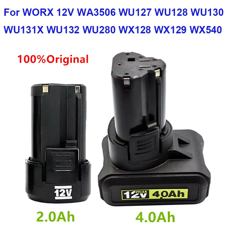 100% оригинал 2,0 Ач/4,0 Ач для WORX Kress 12 В WA3506 WU127 WU128 WU130 WU131X WU132 WU280 WX128 WX129 WX540 Аккумулятор для электроинструмента 100% оригинал 2,0 Ач/4,0 Ач для WORX Kress 12 В WA3506 WU127 WU128 WU130 WU131X WU132 WU280 WX128 WX129 WX540 Аккумулятор для электроинструмента